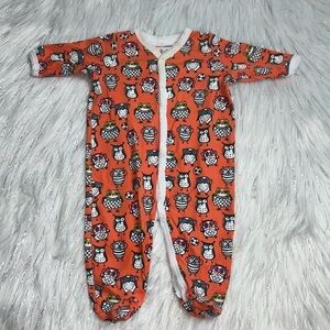 Roller Rabbit 0-3 months Orange Owl Snap Button Footie Pajama Onesie